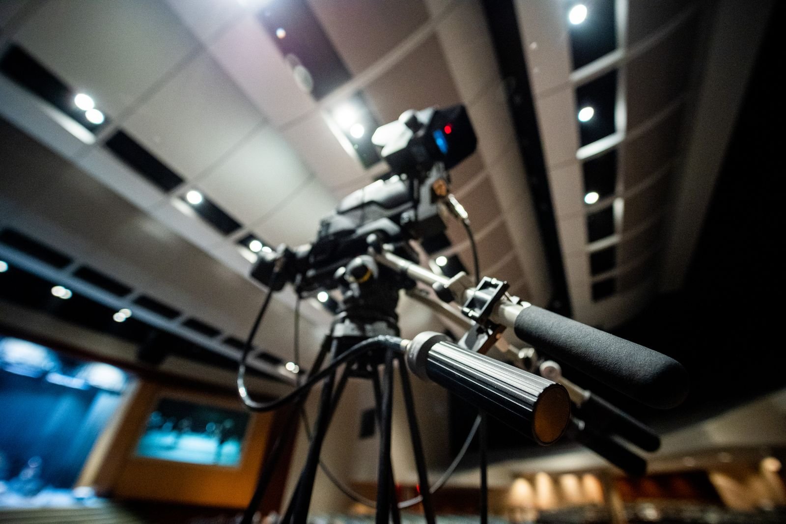 Professional video camera on a production set