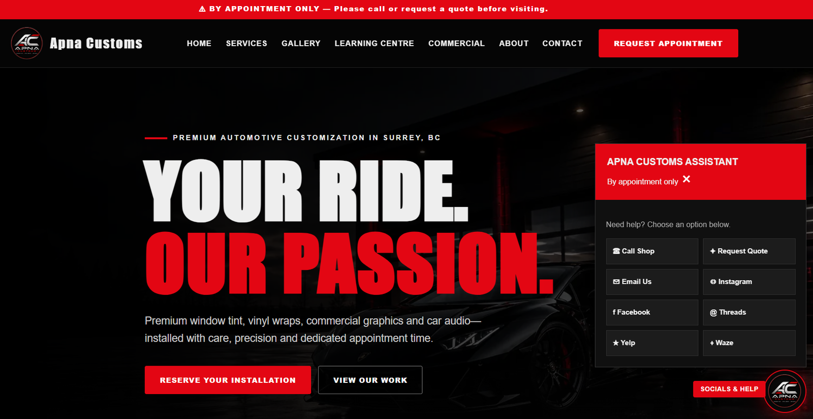 Apna Customs website screenshot