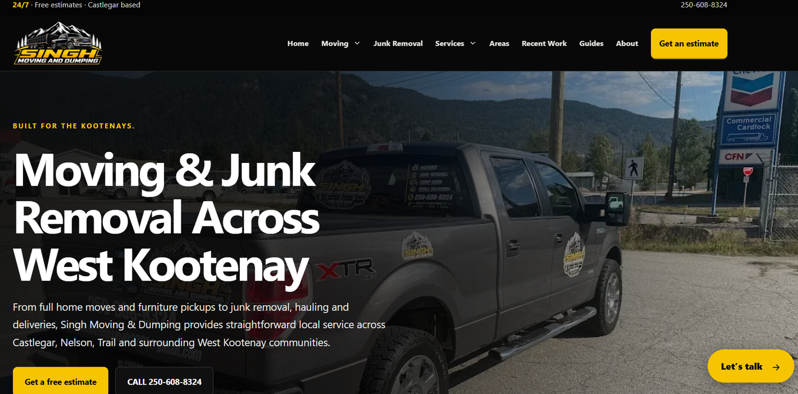 Singh Moving and Dumping website screenshot