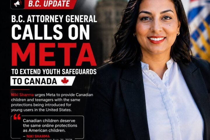 B.C. Attorney General Calls on Meta to Extend U.S. Youth Safeguards to Canada